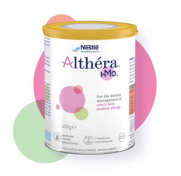 A can of Althéra HMO formula for children with cow’s milk protein allergy, developed by Nestlé Health Science.