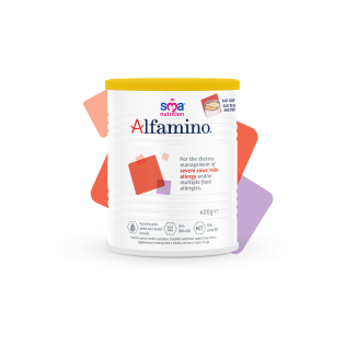 A can of Alfamino whey-based formula for infants with food allergies developed by Nestlé Health Science.